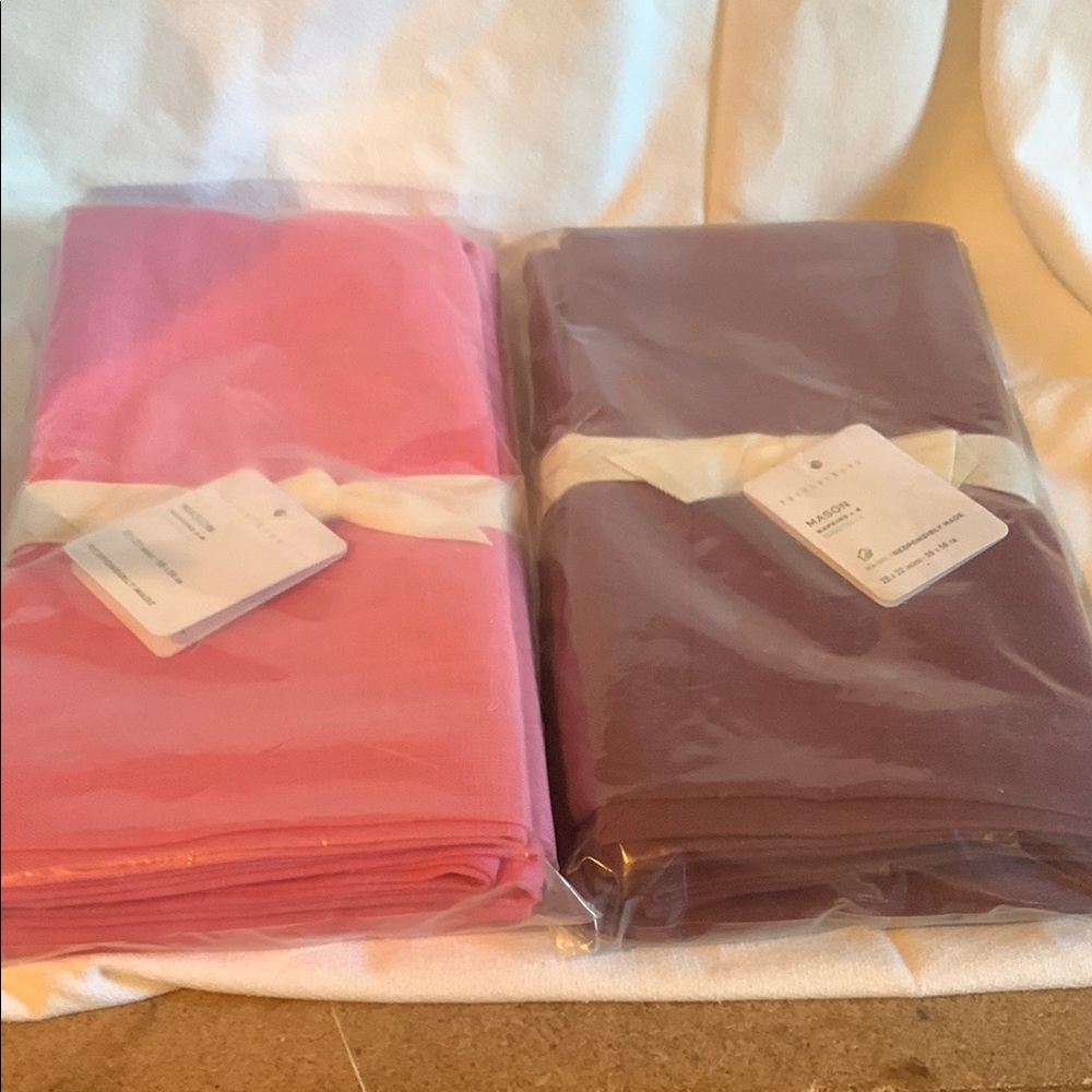 Pink and purple pottery barn napkins